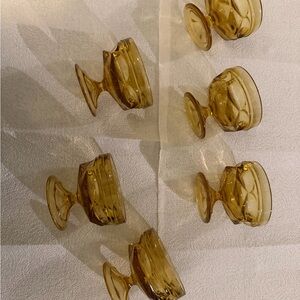 Set of Amber Glass Goblets Vintage